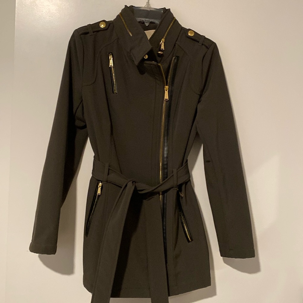 MK Insulated Stretch Khaki Grey Military Trench Jacket Belted Zara Madewell CK